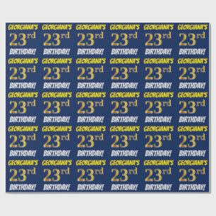 Blue, Faux/Imitation Guld, "23rd BIRTHDAY" Presentpapper