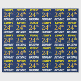 Blue, Faux/Imitation Guld, "24:e BIRTHDAY" Presentpapper