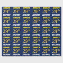 Blue, Faux/Imitation Guld, "29th BIRTHDAY" Presentpapper