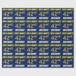 Blue, Faux/Imitation Guld, "42:a BIRTHDAY" Presentpapper
