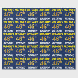 Blue, Faux/Imitation Guld, "46th BIRTHDAY" Presentpapper