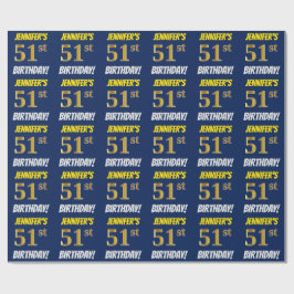 Blue, Faux/Imitation Guld, "51:a BIRTHDAY" Presentpapper