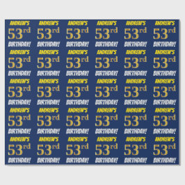 Blue, Faux/Imitation Guld, "53rd BIRTHDAY" Presentpapper