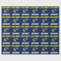 Blue, Faux/Imitation Guld, "6e BIRTHDAY"