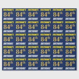 Blue, Faux/Imitation Guld, "84:e BIRTHDAY" Presentpapper