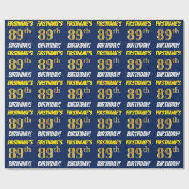 Blue, Faux/Imitation Guld, "89:e BIRTHDAY" Presentpapper