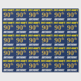 Blue, Faux/Imitation Guld, "90:e BIRTHDAY" Presentpapper