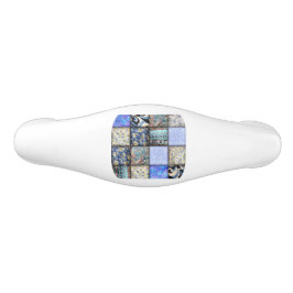 Blue Faux Patchwork Quilting Mönster Knopp