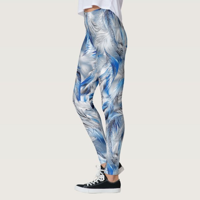 Blue FeatherMo dern Aktivt Kläder Yoga Leggings (Vänster)