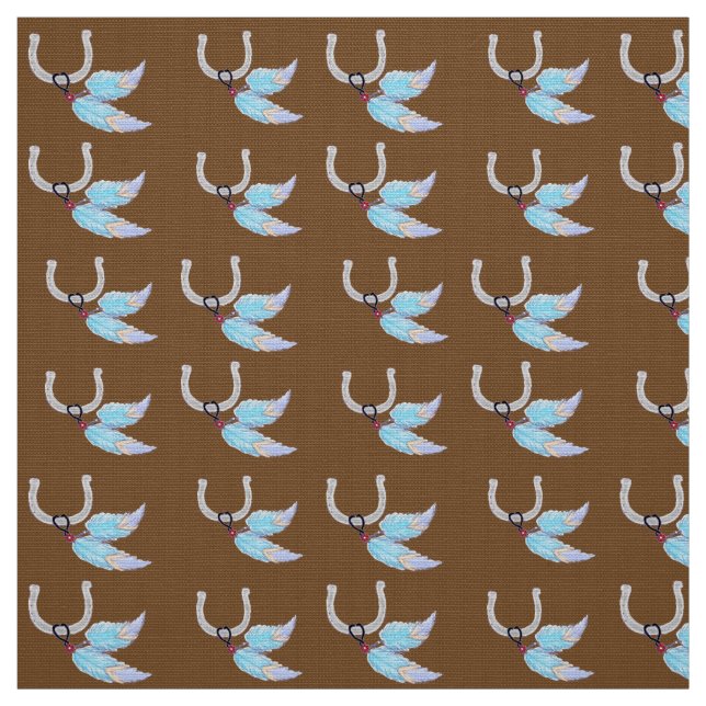 Blue Feathers Horseshoe Fabric Tyg (Provkarta)