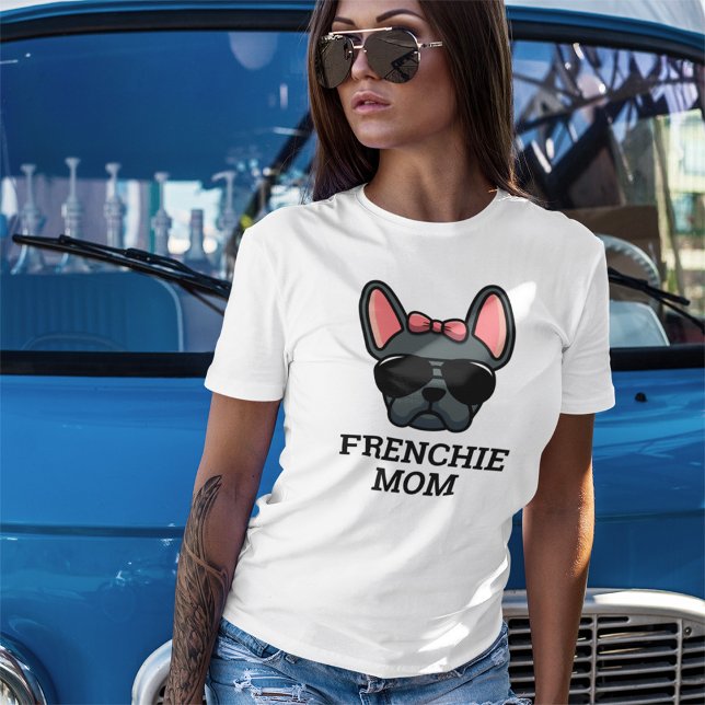 Blue Female Fransk Bulldog Frenchie Hund Mamma T Shirt (Skapare uppladdad)