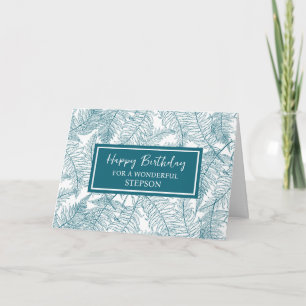 Blue Ferns Stepson Birthday Kort