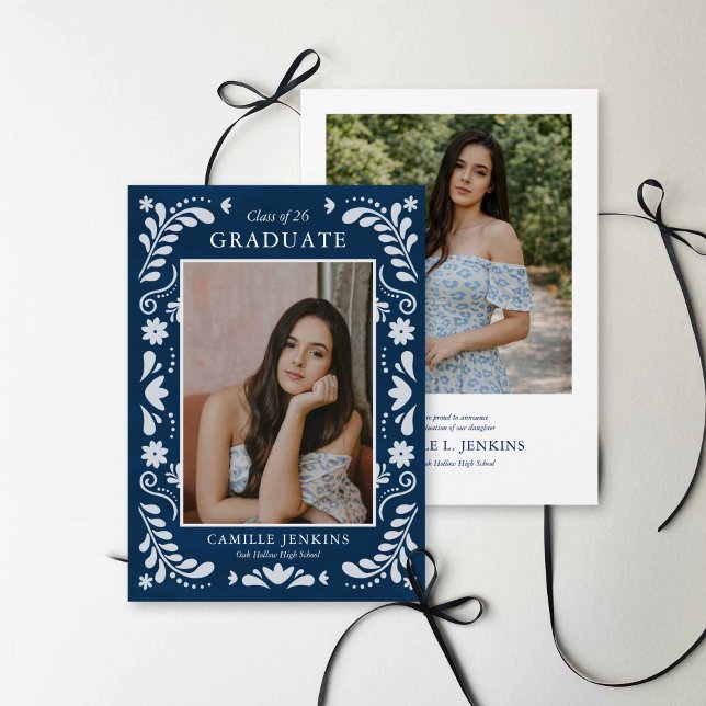  Blue Fiesta Photo Grad Announcement 2026 Meddelande (Skapare uppladdad)