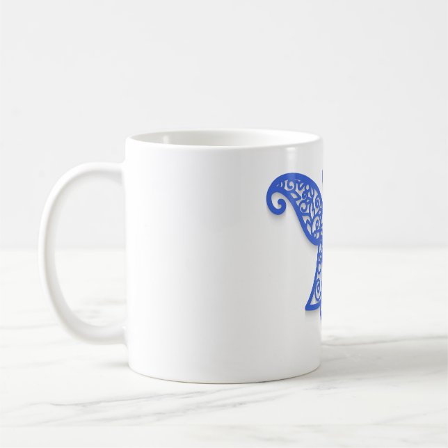 Blue Filigree Angel Silhouette Ornate Lace Kaffemugg (Vänster)