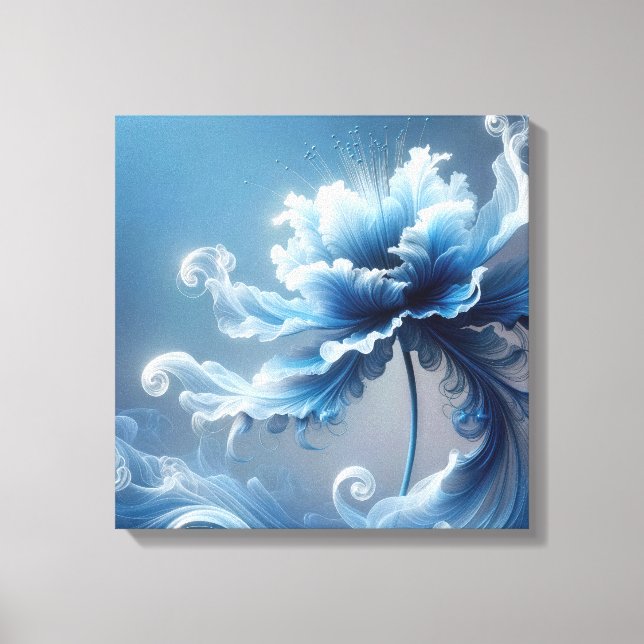 Blue Finare Fantasy Flower Canvastryck (Framsida)