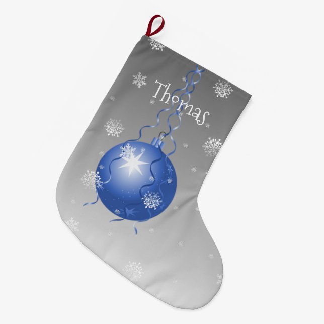 Blue Finare jul Ornament Stocking Stor Julstrumpa (Framsidan (Hängande))