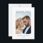 Blue Fine Art Flowers Wedding Thank You Card Tack Kort<br><div class="desc">Blue watercolor fine art flowers on a custom photo.</div>