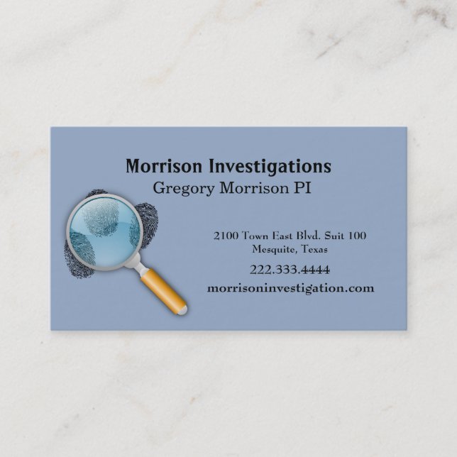 Blue Finger Prints Private Investigation Visitkort (Framsida)