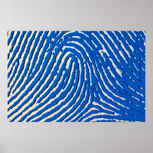 Blue fingerprint magnified poster (Framsidan)