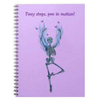 Blue Fire Flames Ballerina Dancing Skeleton Purple Anteckningsbok