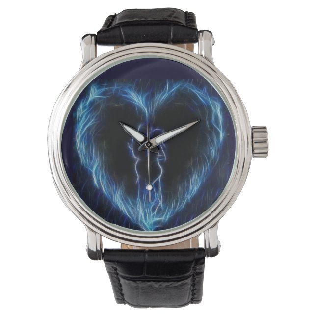 Blue Fire Heart Watch Armbandsur (Framsida)