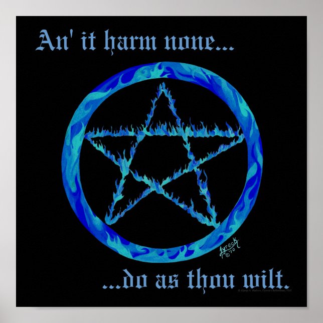 Blue Fire Pentacle Poster (Framsidan)