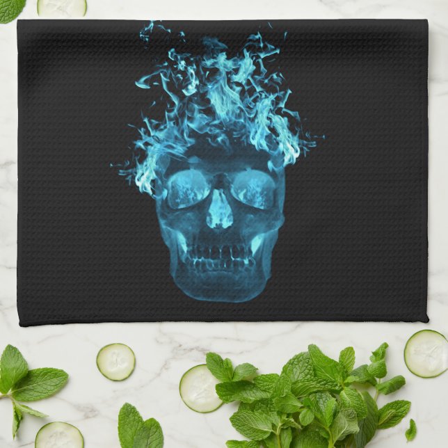 Blue Fire Skull Kitchen Towel Kökshandduk (Vikta)