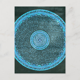 Blue Fire Tibetan Mandala Art (turkos & Black) Vykort