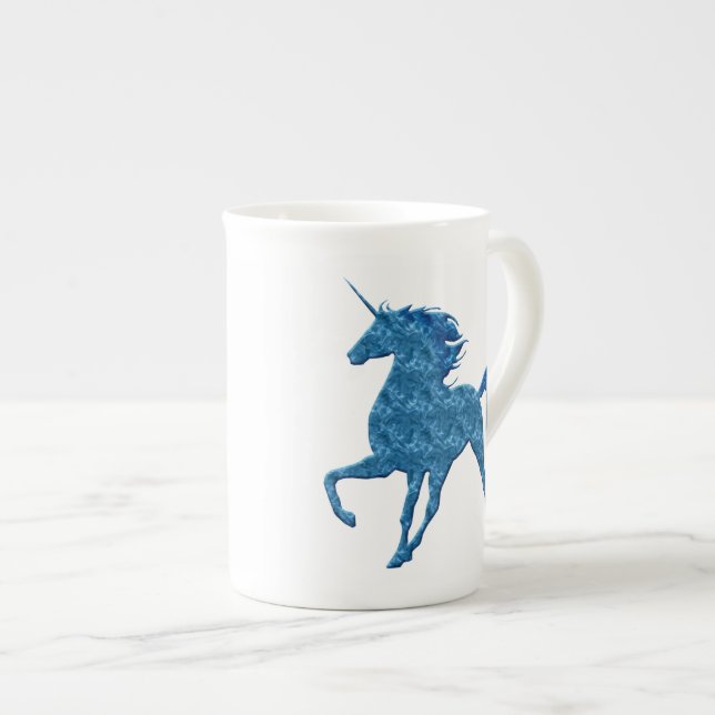 Blue Fire Unicorn Bone China Mugg Benporslin Mugg (Framsida höger)