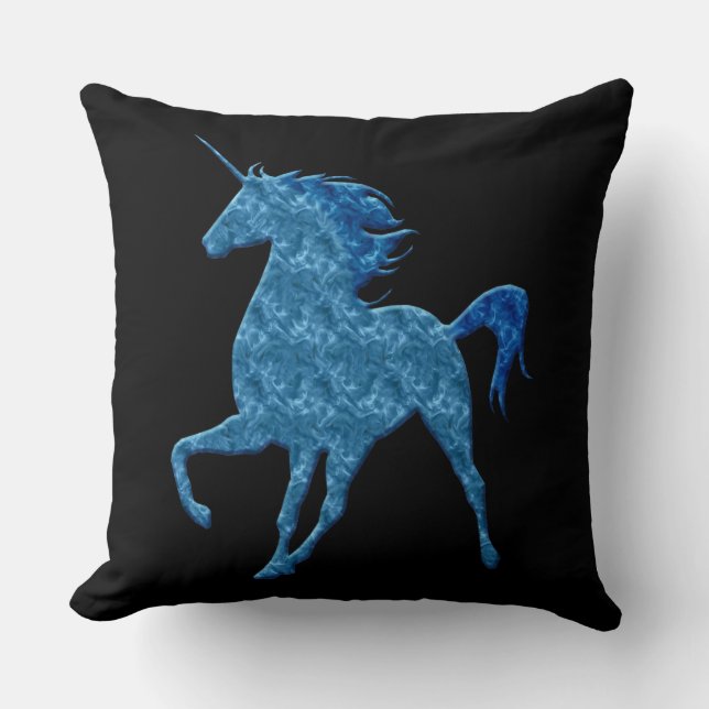 Blue Fire Unicorn Dekorativ kudde (Framsida)