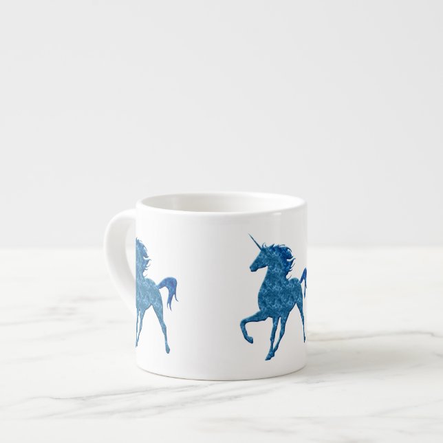 Blue Fire Unicorn Espresso Mugg Espressomugg (Framsida vänster)