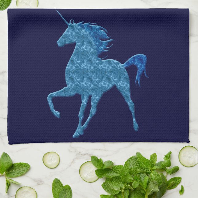 Blue Fire Unicorn Kitchen Towel Kökshandduk (Vikta)