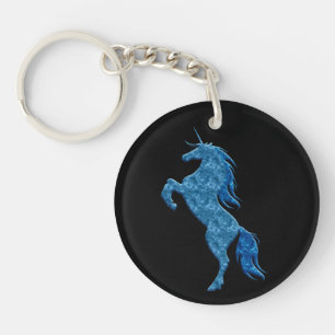 Blue Fire Unicorn-Nyckelring