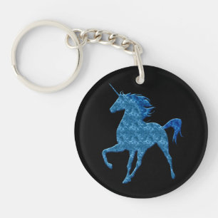 Blue Fire Unicorn-Nyckelring