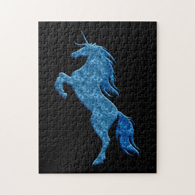 Blue Fire Unicorn Puzzle Pussel (Vertikal)