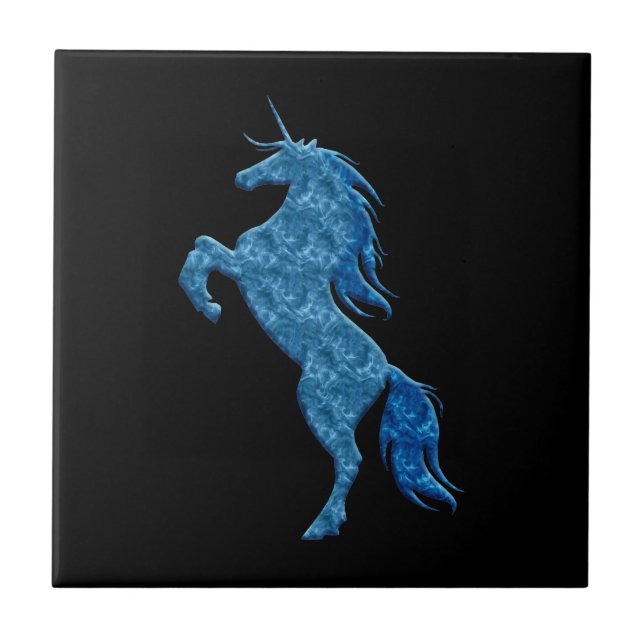 Blue Fire Unicorn Tile Kakelplatta (Framsidan)