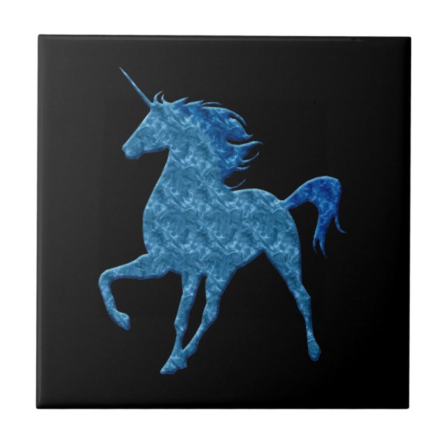 Blue Fire Unicorn Tile Kakelplatta (Framsidan)