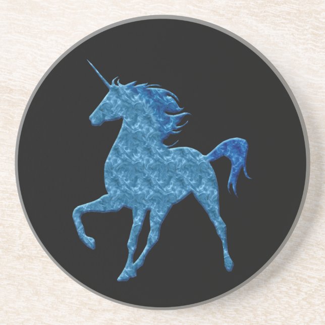 Blue Fire Unicorn Underlägg Sandsten (Framsidan)