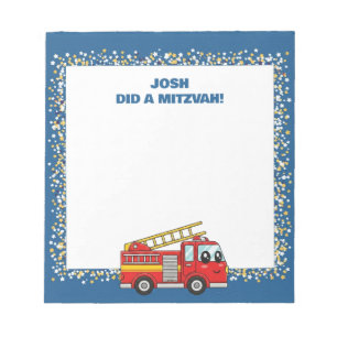 Blue FirefIghter Fire Lastbil Personlig Mitzvah Anteckningsblock