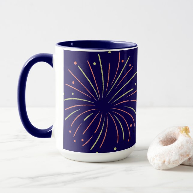 Blue Fireworks Mugg (Med munk)