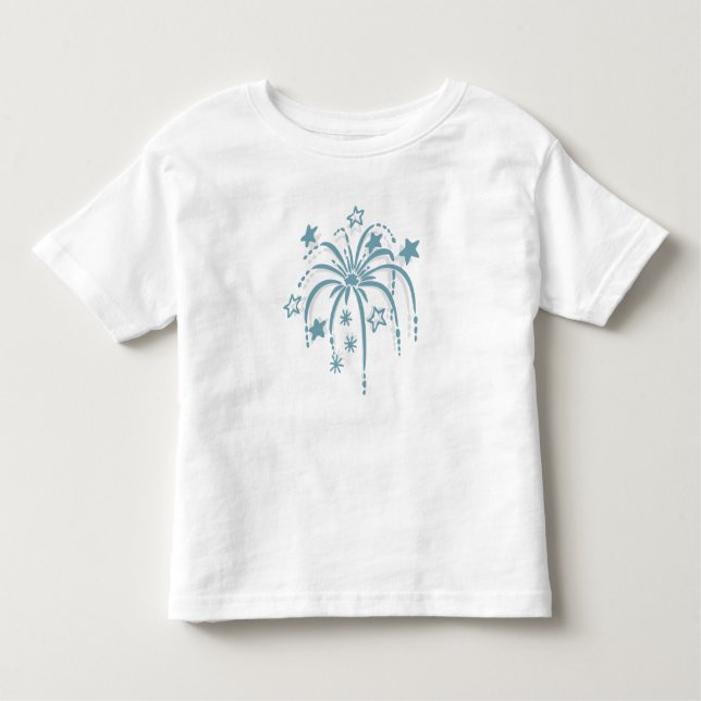 Blue Fireworks Patriotic 4:e juli Shirts T-shirt (Framsida)