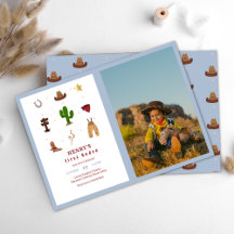 Blue First Rodeo Cowboy Barns födelsedag Photo