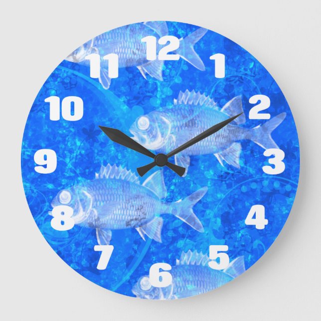 Blue Fish Aquarium Stor Klocka (Framsida)
