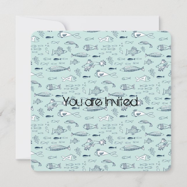 Blue Fish Baby Shower Inbjudningar (Framsida)