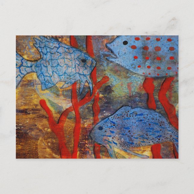 Blue Fish School Vykort (Framsida)