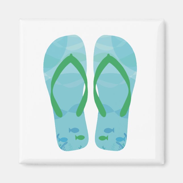Blue Fish Summer Beach Flinflip flops Magnet (Framsidan)