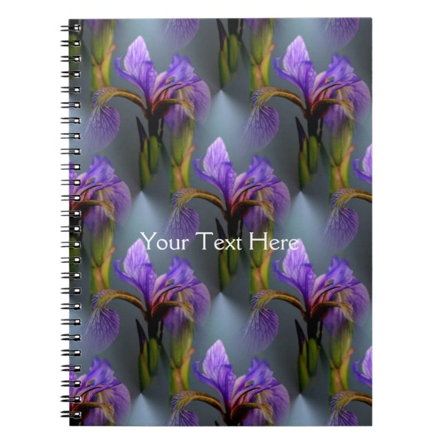 Blue Flagga Iris Flower Natature Art Mönster Anteckningsbok (Framsidan)
