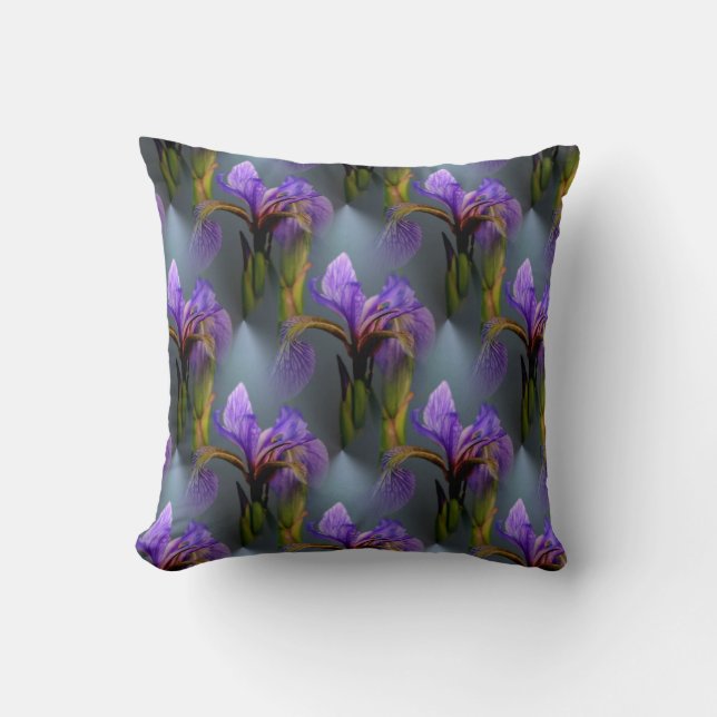 Blue Flagga Iris Flower Natature Art Mönster Kudde (Framsida)