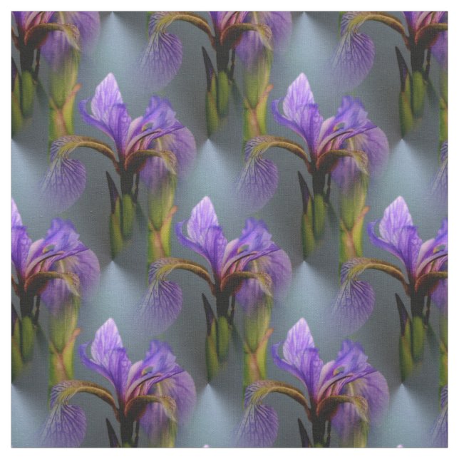 Blue Flagga Iris Flower Natature Art Mönster Tyg (Provkarta)