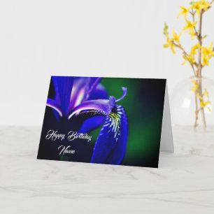 Blue Flagga Iris Flower Personlig Birthday Kort
